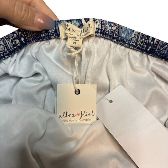 Ultra Flirt Strapless Romper Blue Boho Paisley Print Ruffle Tube Top M NWT - Picture 4 of 7